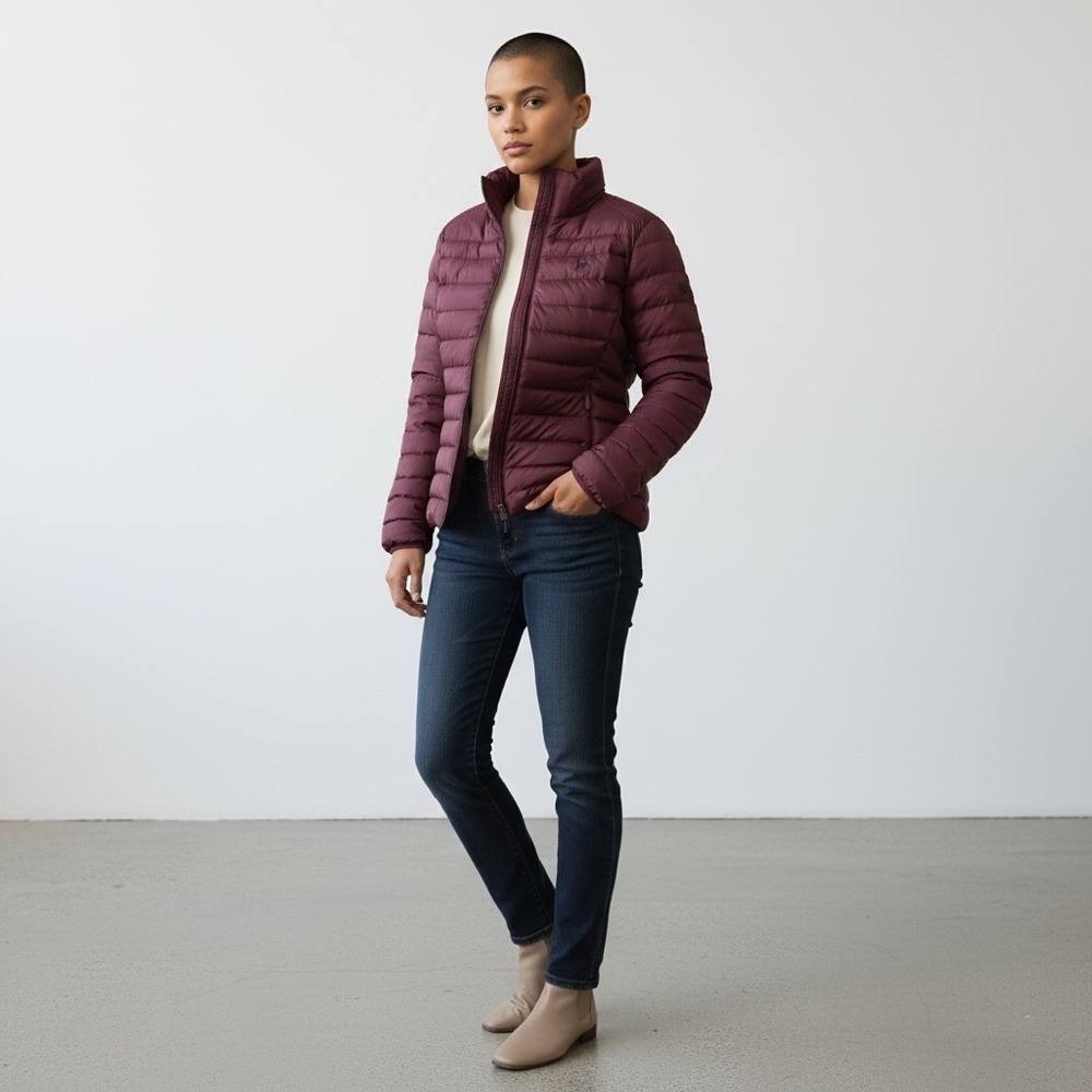 Spyder Women's Burgundy Down Puffer Jacket Full Zip Collared,  Size L